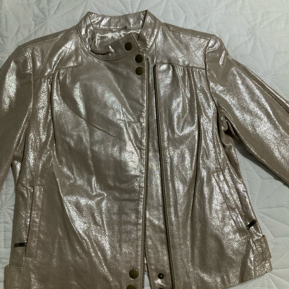 LAL Live A Little Metallic Leather Jacket Medium